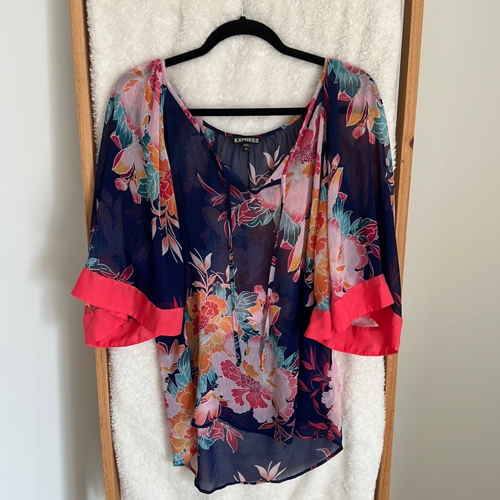 Express Bell Sleeve sheer Blouse